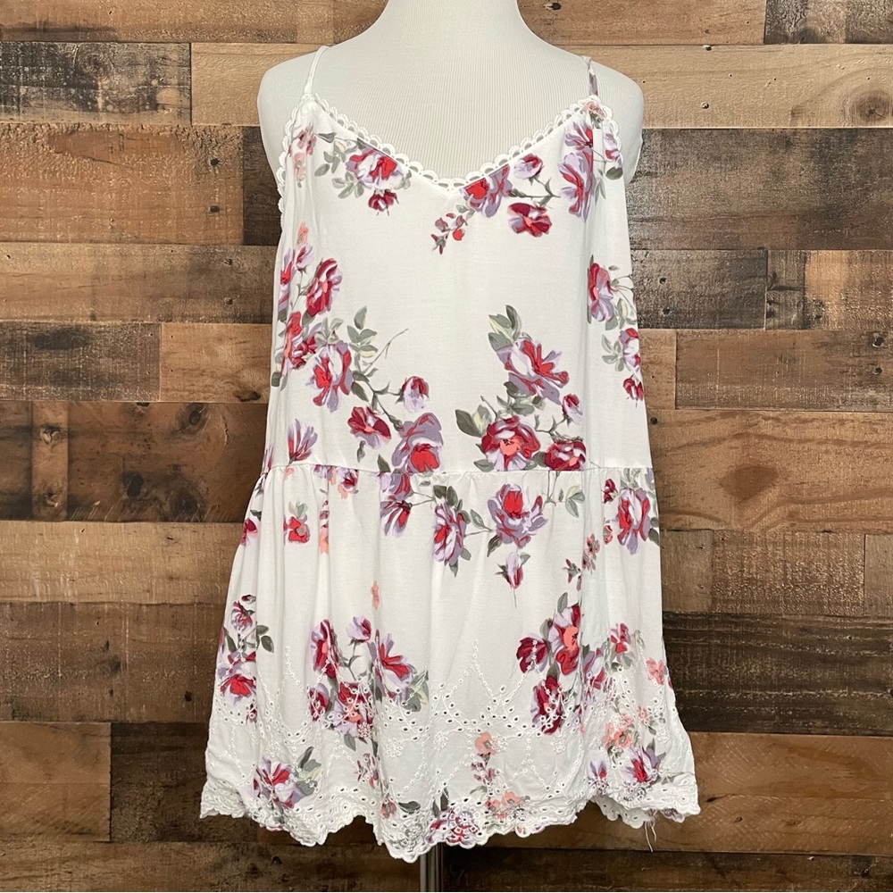 Maurice’s Spaghetti Strap White Floral Blouse